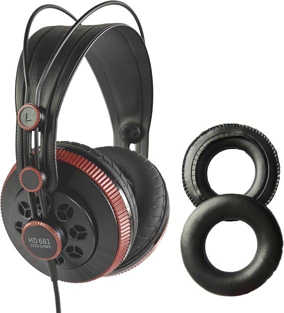 Superlux HD681 Air Professional Monitoring Semi-Open Back Headphones with Replacement Ear Pads
