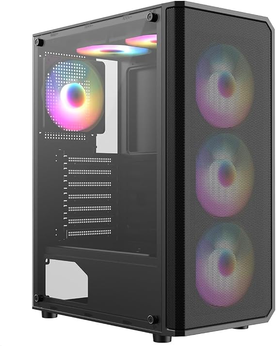 ASC Ryzen Gaming PC - AMD Ryzen 5 4500, GT1030 2GB Graphics Card, 16GB RAM, 256GB SSD, 1TB HDD, 500W 80+ PSU, Wi-Fi, Windows 11, Black 6 Fan RGB Gaming Case