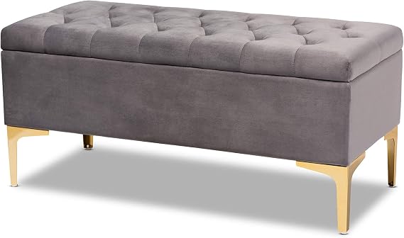 Baxton Studio Ottomans, Grey/Gold