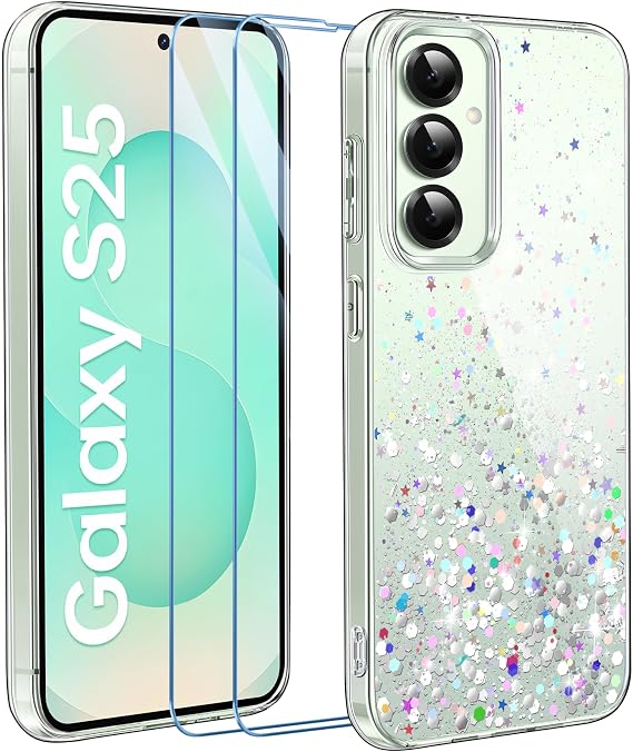 ivencase Glitter Case for Samsung Galaxy S25 Case, Clear