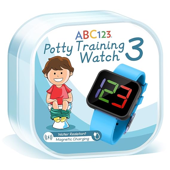 ABC123 Potty Training Watch 3 (2023 Edition) - Baby Reminder Water Resistant Timer for Toilet Training Kids & Toddler with Wireless Charging (Blue)