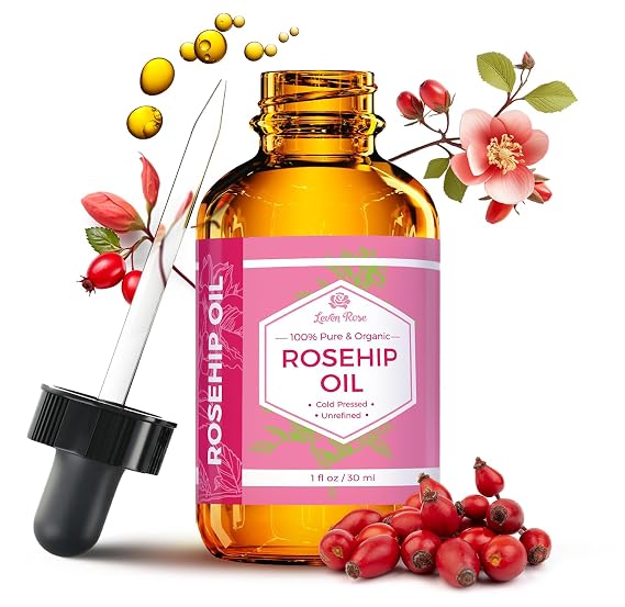 Leven Rose Rosehip Seed Oil, 100% Pure Unrefined Cold Pressed Anti Aging Rose Hip Moisturizer for Hair Skin & Nails, 1 Fl. Oz...