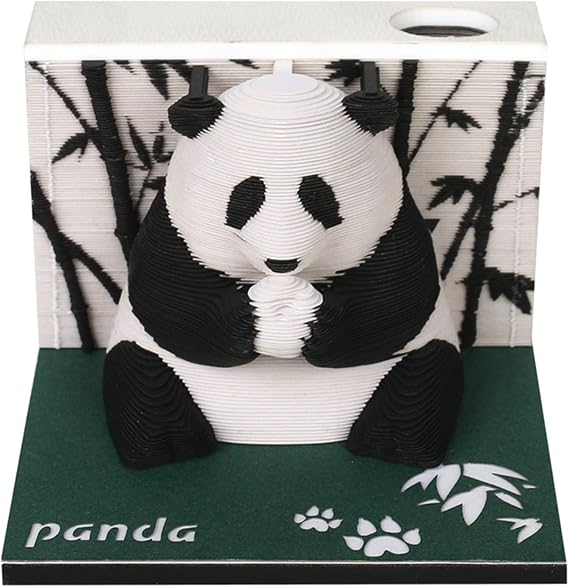 1PC 217 Sheets Memo Pad 3D Art Panda, 3D Notepad Paper Card Craft DIY Non-Stick Sticky Note Pad,Original 3D Paper Carving Model Memo Pad