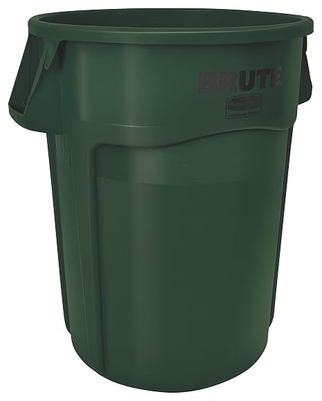Rubbermaid Commercial FG265500DGRN Brute Heavy-Duty Round Waste/Utility Container, 55-Gallon, Dark Green