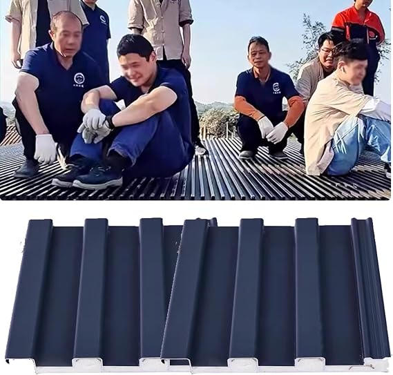 Double-Layer Aluminium Roof Tiles, Large Great Wall Panel for Walls and Ceilings, 82 78 75 67 63 60 51 47 43 39 Inches Long Waterproofing Metal Roofing Cladding(Grey,10pcs-l 1.9m/74.8in)