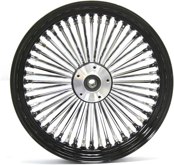 Black and Chrome Ultima King Spoke 16" x 3.5" Rear Wheel for 2000-2006 Harley and Custom