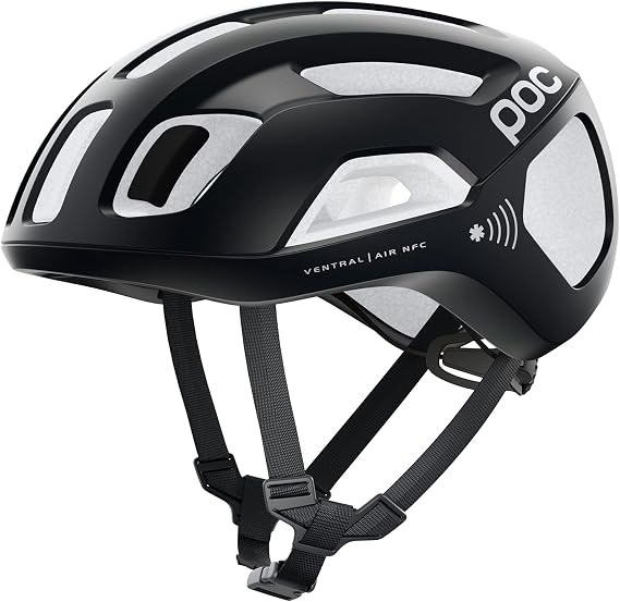 POC, Ventral Air Spin NFC Bike Helmet for Road Cycling, Uranium Black/Hydrogen White, Medium