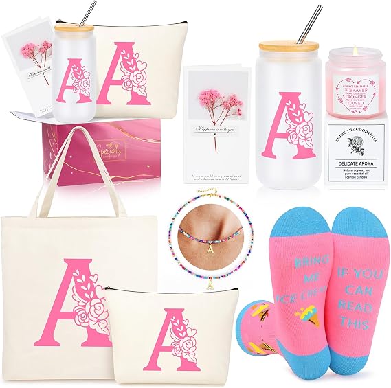 Teen Girl Gifts Trendy Stuff, Christmas Stocking Stuffers Birthday Gifts for Teen Girls Personalized Monogrammed Pink Gifts for Women Initial A Easter Valentines Day Ideas Present