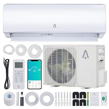 12,000 Btus Mini Split AC, 21 SEER2 Wall Mounted AC with Heat Pump & Installation Kits, Ductless Inverter Split-System Air Conditioners Cools Up to 750 Sq. Ft, WIFI and Remote Control, 230V