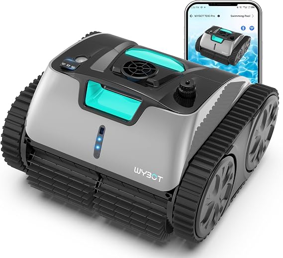WYBOT C1 Pro Robotic Pool Cleaner with APP, Manual Mode Switching & Wall Climbing, 65W Suction Power, 150 Mins, 1614 sq.ft, Intelligent Route Planning, Pool Vacuum for Inground Pools