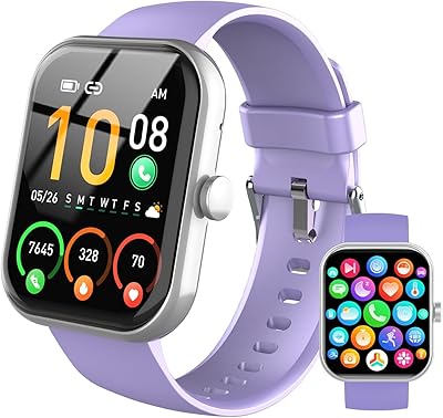 Smart Watch for Men Women, 1.96 HD Fitness Tracker Running Watch AnswerMake Call, IP68 Waterproof,Pedometer, SleepStepActivityHeart Rate Monitor,110 Sport Mode Smartwatch for iOS Phone,Purple