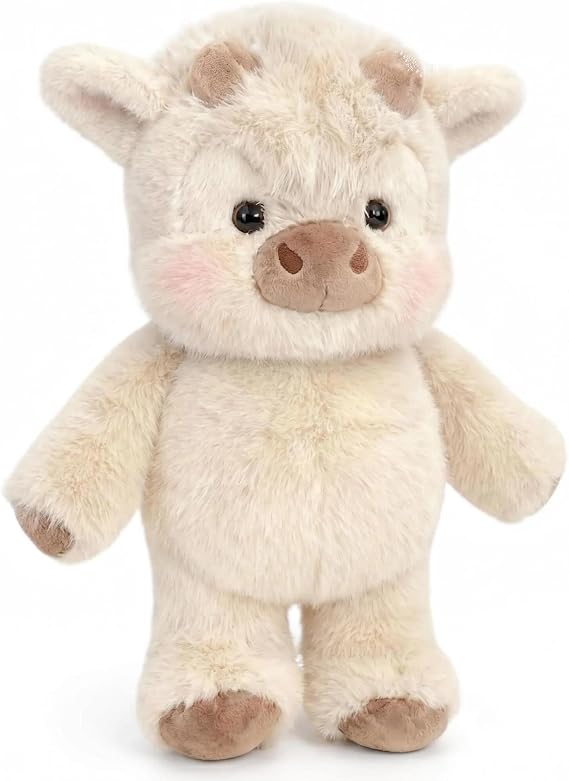 Highland Cow Plush, Brown 17.7" Running Highland Cow Soft Plush Toy