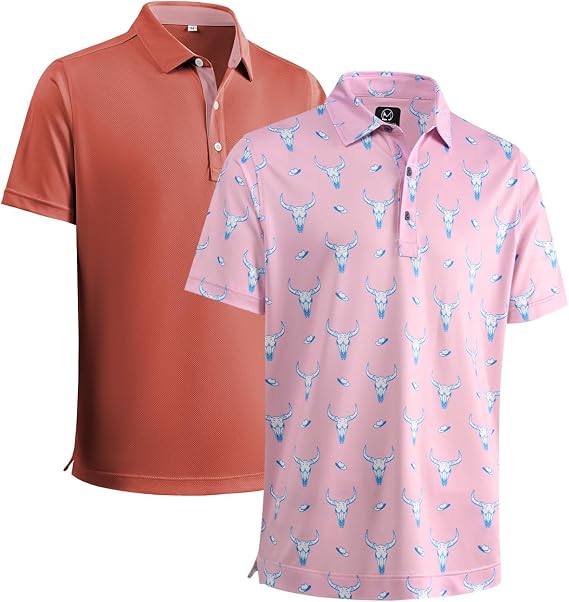 Limited Combo Moisture Wicking Dry Fit Plain Color Polo + Printed Polo Shirts Bundle Size S