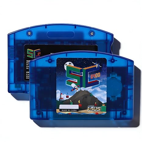 VELATEMOR Open Source N64 Flash Cartridge, Open Source Game Cartridge, Fast Reading Retro HD Gaming with Auto Save Backup, for N64 Console SNES GB GBC SMS GG CHF ROM (Blue Transparent)