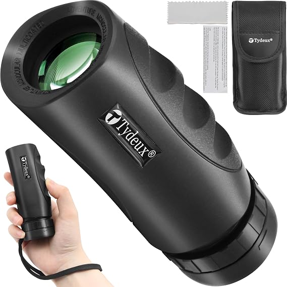 8x25 Waterproof Compact Monocular - High Definition Wide View Telescope Monoculars -  with Cleaning Cloth, Case & Neck Strap, Black