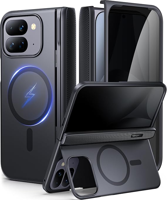 TONGATE for Pixel 10 Pro Fold Case with Privacy Screen Protector, Black