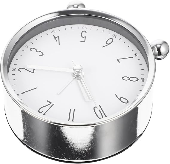 Silent round Metal Digital Alarm Clock 4 Inch with Iron and Glass for Bedside Table, Suitable for Room and Office, Featuring Silent Movement Design and Display
