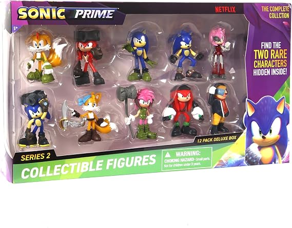 Sonic Prime: Deluxe Box V2-12 Pack Collectible Figures - 2.5 Characters, Includes 2 Rare Hidden Figures, Netflix Series, Licensed Figures, Ages 3