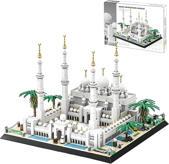 Sheikh Zayed Mosque Building Blocks Set Architectural Landmark Model Kit for Adults, Collectible Display & Educational Gift