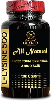 L-Lysine 500mg Free Form Amino Acid - Essential Nutrient Formula for Daily Use - Amino Acid for Balanced Wellness & Nutritional Support - 1 Bottle 100 Counts