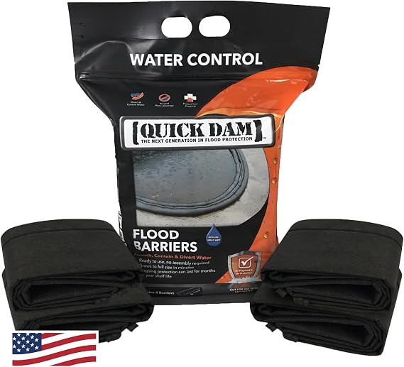 Quick Dam QD65-4 Water Activated 5ft Flood Barrier, 4 Pack, Black