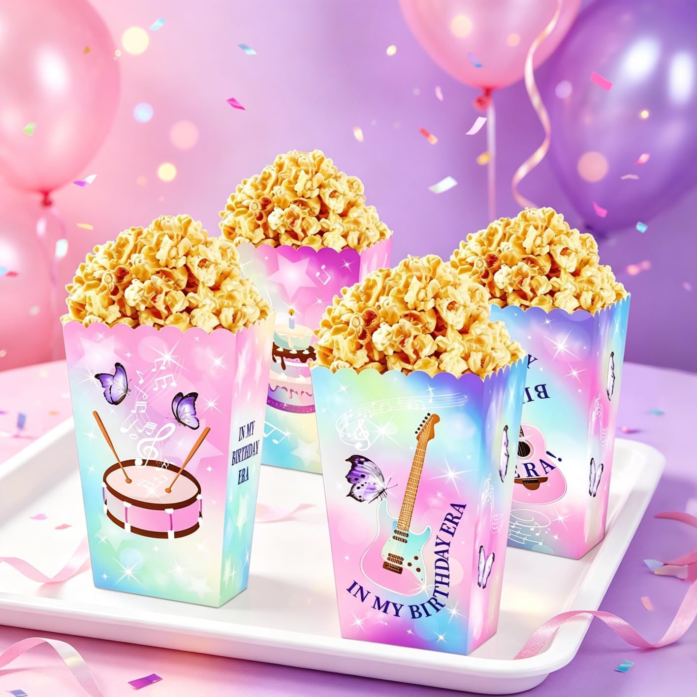 Roaring Good Time Singer Theme Popcorn Boxes Party Favor Bags Singer Theme Birthday Party Supplies Bags Candy Treat Bag for Birthday Wedding Bridal Shower