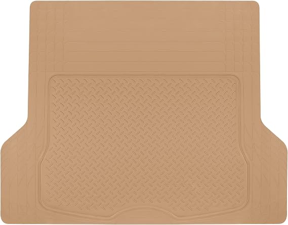 BDK Heavy Duty Rubber Cargo Mat Liner - All-Weather Trunk Protection, Trim-to-Fit Design for Cars, SUVs, Vans & Trucks - Non-Slip, Waterproof, Durable Cargo Floor Liner - 46" x 56.75" x 0.25" - Beige