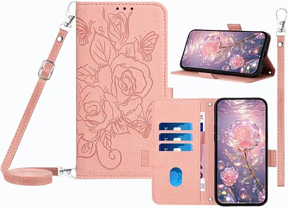 IVY Nord CE 2 Lite 5G PU Leather Flip Cover Wallet Case [Rose][Wrist & Shoulder Strap][Card Holder][Kickstand] for OnePlus Nord CE 2 Lite 5G Case - Pink