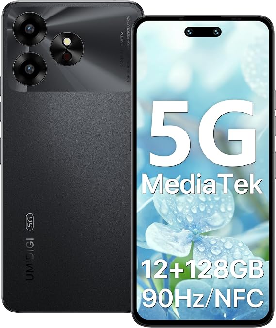 UMIDIGI 5G Unlocked Cell Phone,Dimensity 6100+ Processor,(12+128GB) Android 13 NFC Unlocked Phones,50MP Main Camera Smartphones,6.57" 90Hz Eye-Care Large Screen Mobile Phone