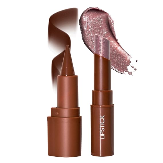 HOSAILY Lip Combo Sets, Brown Plumping Lip Contour Liner Pencil and Nude Lipstick Combo, Matte Highly Pigmented Lip Liner Moisturizing High Shine Shimmer Long Lasting Lipstick Stain Makeup04