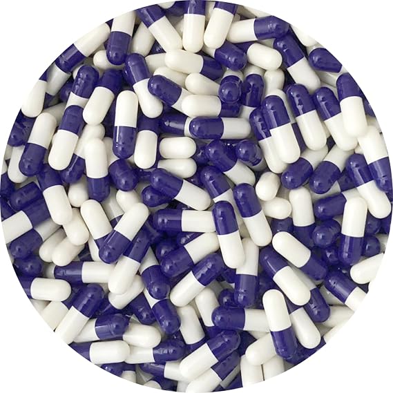 Pure Capsules® Size 2 Empty Capsule Purple/white-Size 2 purple white Empty Gelatin Capsules Gelatine Hard Pill capsule - Self Fill,Kosher,Non-GMO, Gluten Free (10000)