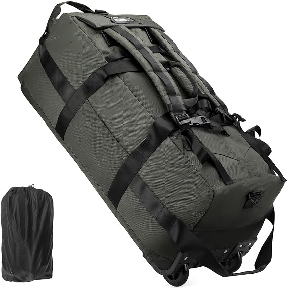 Rolling Duffle Bag with Wheels, 80L 31-inch Large Foldable Travel Duffel Bag Durable Tear-resistant Heavy-duty Luggage, Green, Duffle Bag With Wheels