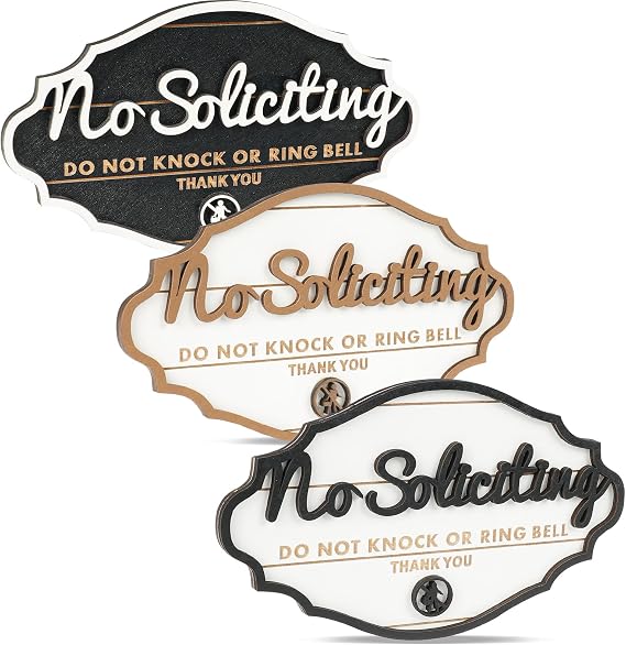 3 Pack No Soliciting Sign for House Door, 3 Colors, Outdoor Commercial Signage (Round)