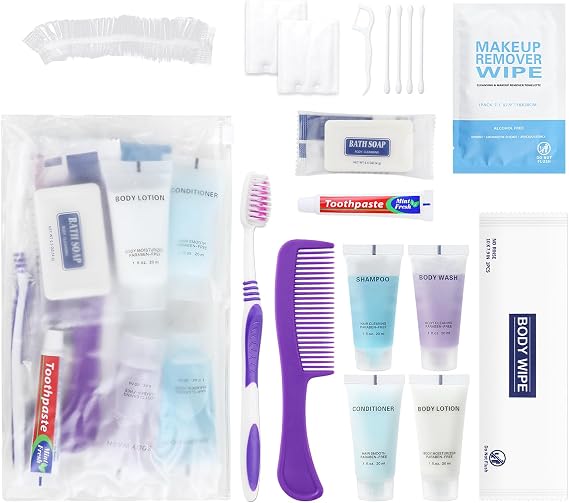 Pack of 5 Basic Toiletry Kits, Individually Packed, Personal Hygiene Kit Bulk Homeless Care Package Supplies, Travel Size Convenience Kits Suitable For Hotel, Home, Camping, Travel