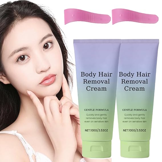 Facial Hair Removal - Gentle and Painless Facial Hair Removal Cream, Body Hair Removals Cream with Spatula Applicator, Gentle Formula, 100 g/3.53 oz (2pcs)