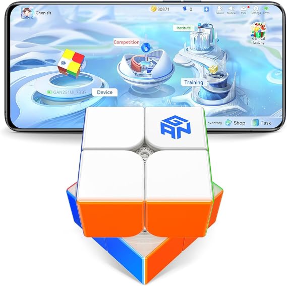 GAN 251 UI 2x2 Smart Speed Cube Magnetic, Wireless Charging & UV Coated | Zero-Loss Sensing, Real-time step tracking, speedcubing practice, 72 Handfeel Options, competition training, for speedcuber