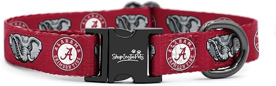 Alabama Crimson Tide Custom Handmade Adjustable Nylon Collars and Leashes (Small Collar)