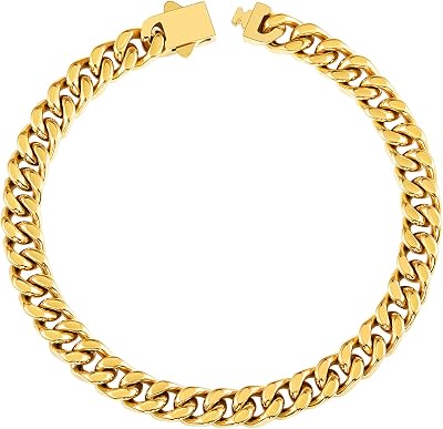 Kindoo Stainless Steel Cuban Link Bracelet for Men, 7mm9mm11mm13mm Width, 7.68.6 Length, 18K Gold PlatedBlackSilver Chain Bracelet for Men, with Gift Box 7mm-Gold, 8.6, Inches
