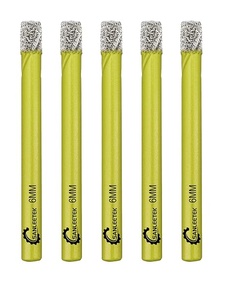 Dry Diamond Drill Bits Set - 5pcs 1/4"(6mm) Diamond Hole Saw Kit with Round Shank for Marble Granite Ceramic Porcelain Tile Quartz SANLEETEK