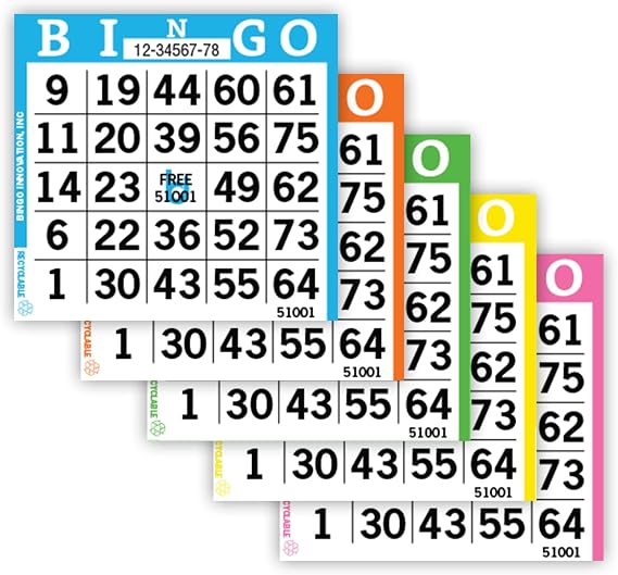 Bingo Books 1 Face, 5 Pages Each, 100 Disposable Game Books Large Print Dauber Sheets, Recyclable Cards for Seniors & Adults (1on5up)