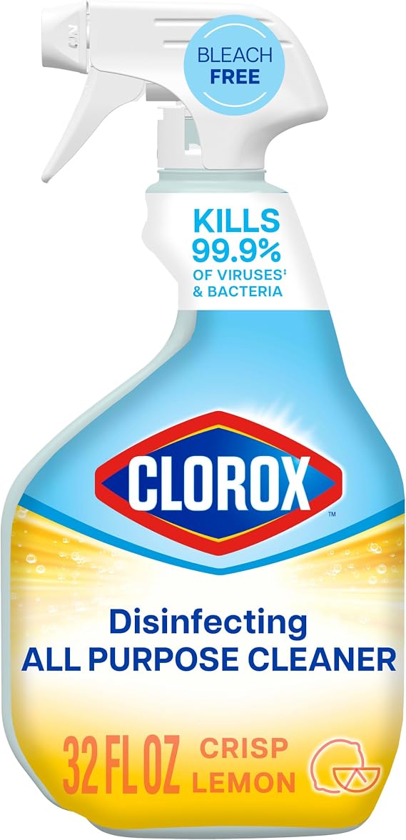 Clorox Disinfecting All Purpose Cleaner, Bleach Free, Crisp Lemon, 32 Fluid Ounces (Pack May Vary)
