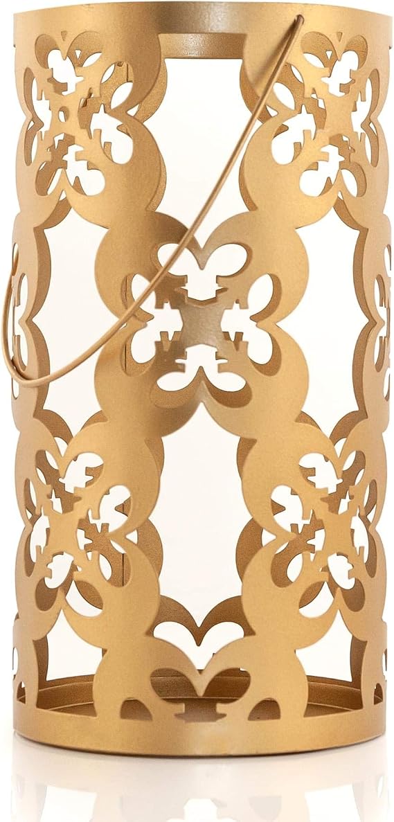 Seven20 Star Wars Stamped Iron Lantern with Handle | Gold Die Cut Rebel Symbol Clusters | Indoor & Outdoor Use | 11.5 Inches Tall