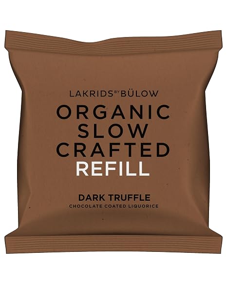 LAKRIDS BY BÜLOW - Dark Truffle Refill - 265g - Slow Crafted Organic Liquorice Wrapped in Chocolate in Refill Bag