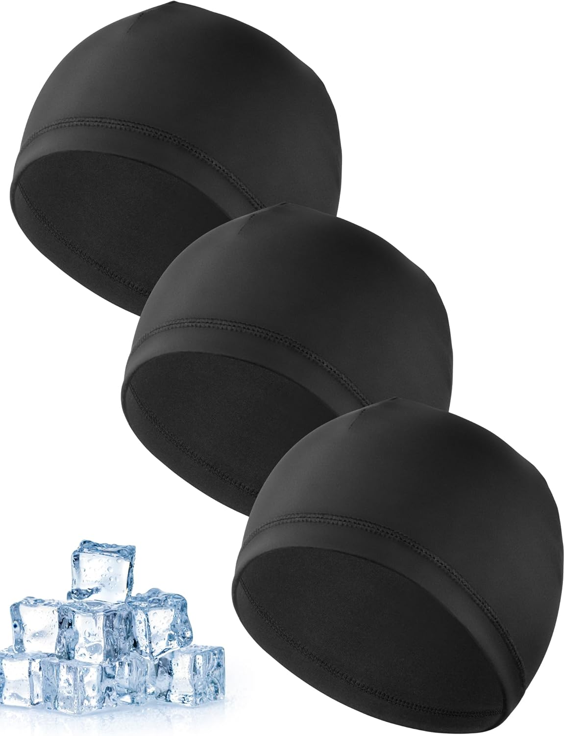 MELLIEX 3 Packs Skull Cap Beanie Hat, Moisture Wicking Running Hat Helmet Liner UV Protection Wave Sports Caps Summer