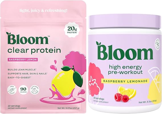Bloom Raspberry Lemonade Clear Protein and Pre Workout Bundle
