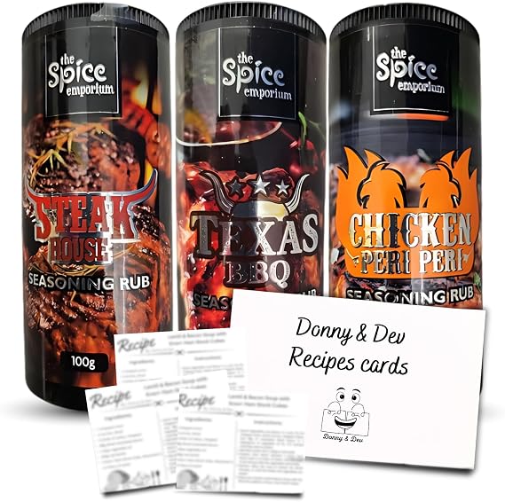 BBQ Seasoning Set: 3x The Spice Emporium Steak Rub, Texas BBQ & Peri Peri