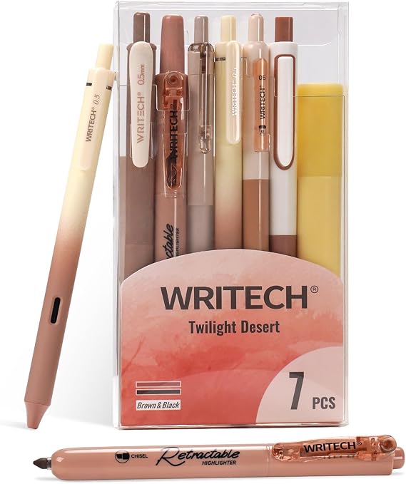 WRITECH Gel Pens Journaling Highlighters: Earth Tones Journal Set 7ct