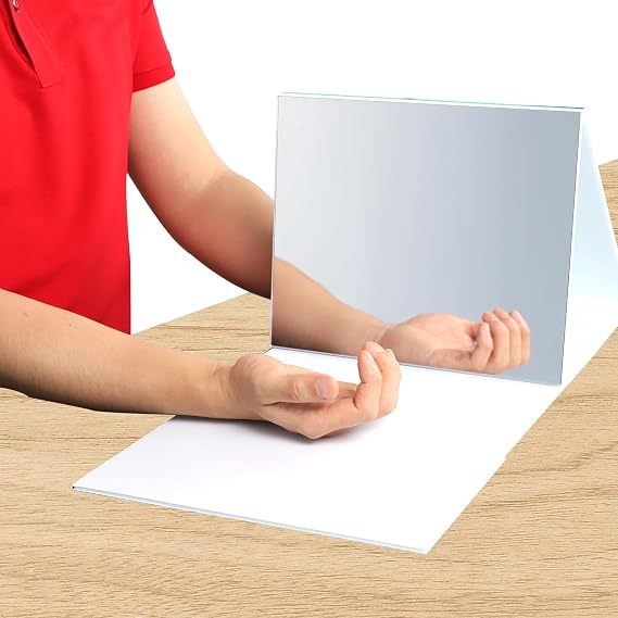 2026 New Upgraded Mirror Therapy Box for Stroke Rehabilitation, Adjustable Tilt Angle Mirror Box with Wide Clear Viewing Range, Folding Hand Therapy Mirror for Hand Exercise Home Rehabilitation