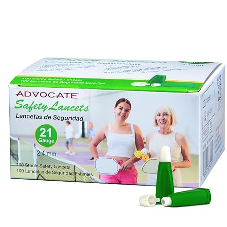 Safety Lancets 21G 2.4mm, 100 Count, Retractable Needle, Sterile