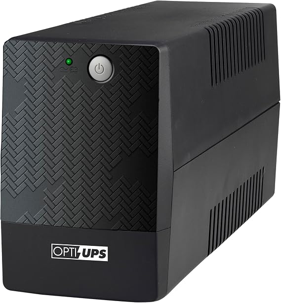 OPTI-UPS (European 230 Volts) Line Interactive UPS Battery Backup with AVR Surge Protection - Uninterruptible Power Supply Please See Picture (Black, 800va)
